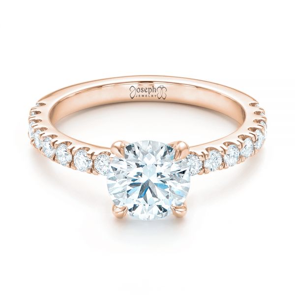 18k Rose Gold 18k Rose Gold Custom Diamond Engagement Ring - Flat View -  103235