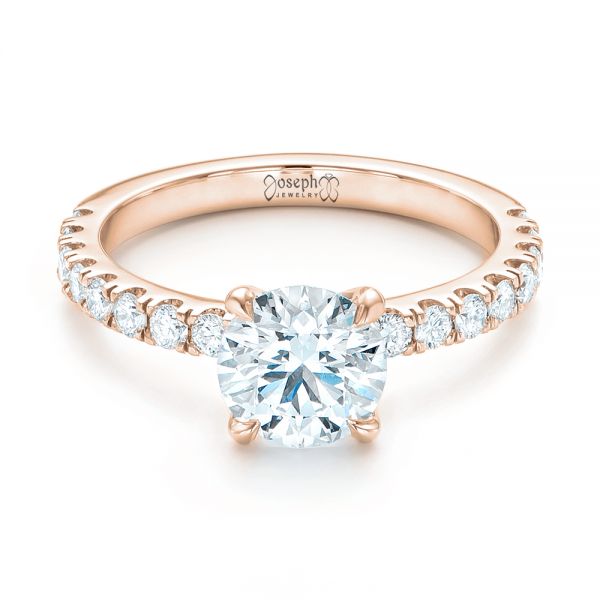 14k Rose Gold 14k Rose Gold Custom Diamond Engagement Ring - Flat View - 103235