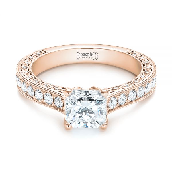 14k Rose Gold 14k Rose Gold Custom Diamond Engagement Ring - Flat View -  103303