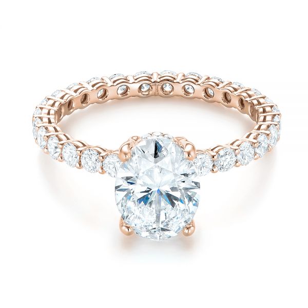 14k Rose Gold 14k Rose Gold Custom Diamond Engagement Ring - Flat View -  103355