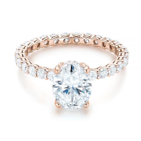 14k Rose Gold 14k Rose Gold Custom Diamond Engagement Ring - Flat View - 103355