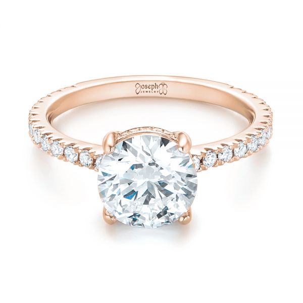 18k Rose Gold 18k Rose Gold Custom Diamond Engagement Ring - Flat View -  103369