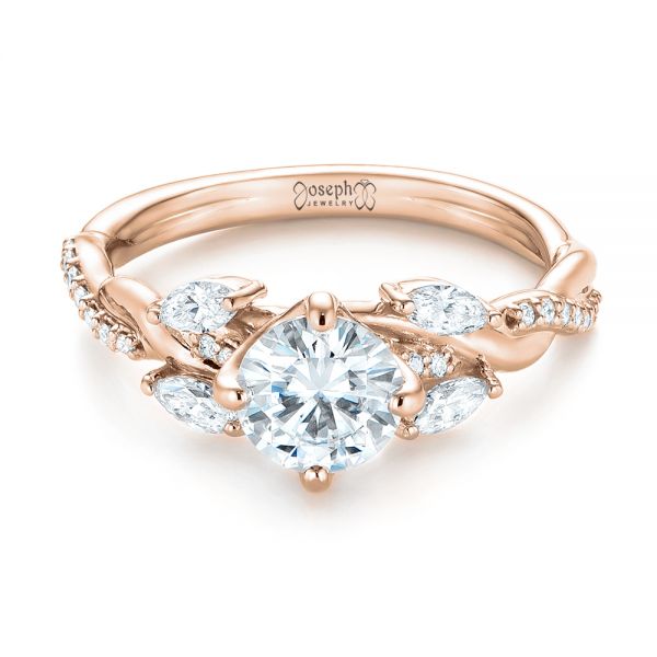 18k Rose Gold 18k Rose Gold Custom Diamond Engagement Ring - Flat View -  103418