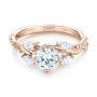 18k Rose Gold 18k Rose Gold Custom Diamond Engagement Ring - Flat View -  103418 - Thumbnail