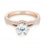 18k Rose Gold 18k Rose Gold Custom Diamond Engagement Ring - Flat View -  103428 - Thumbnail