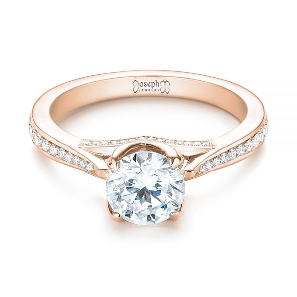 14k Rose Gold 14k Rose Gold Custom Diamond Engagement Ring - Flat View -  103464