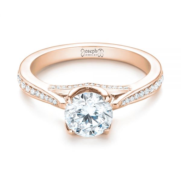 18k Rose Gold 18k Rose Gold Custom Diamond Engagement Ring - Flat View - 103464