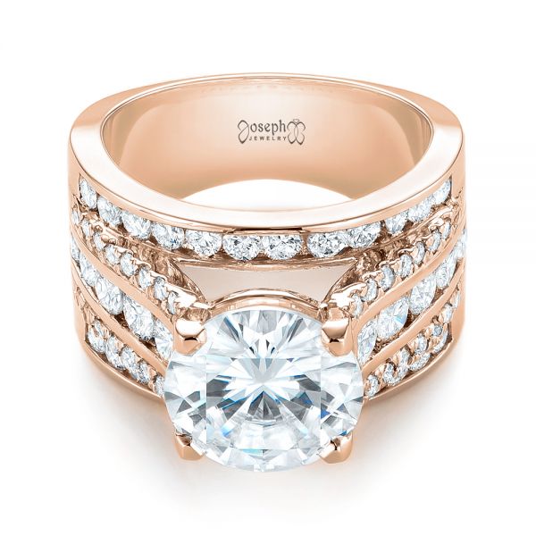 18k Rose Gold 18k Rose Gold Custom Diamond Engagement Ring - Flat View -  103487