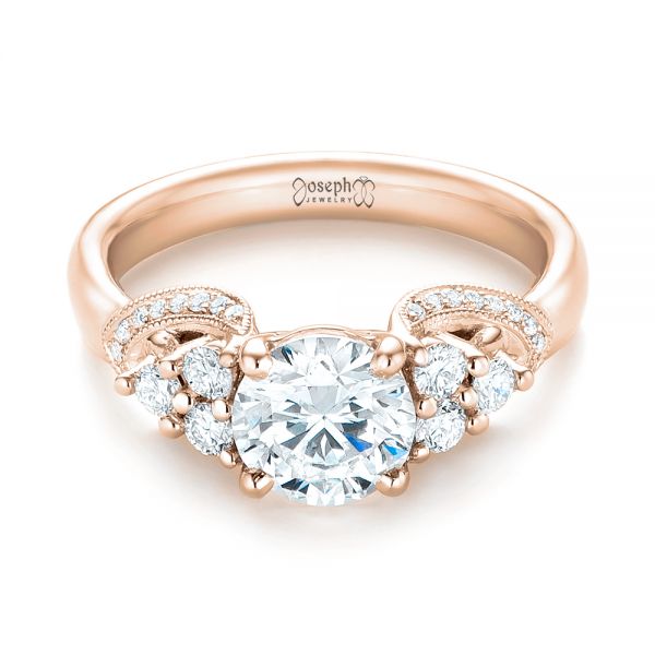 14k Rose Gold 14k Rose Gold Custom Diamond Engagement Ring - Flat View - 103519