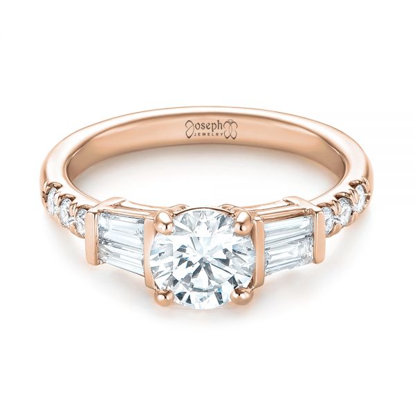 14k Rose Gold 14k Rose Gold Custom Diamond Engagement Ring - Flat View -  103521
