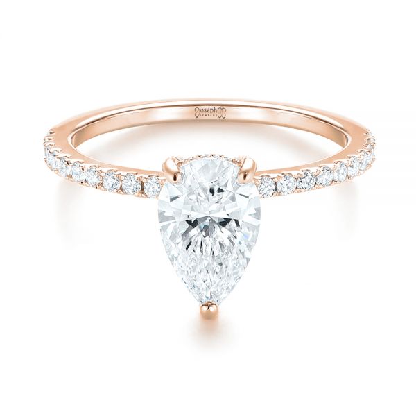 18k Rose Gold 18k Rose Gold Custom Diamond Engagement Ring - Flat View - 103604