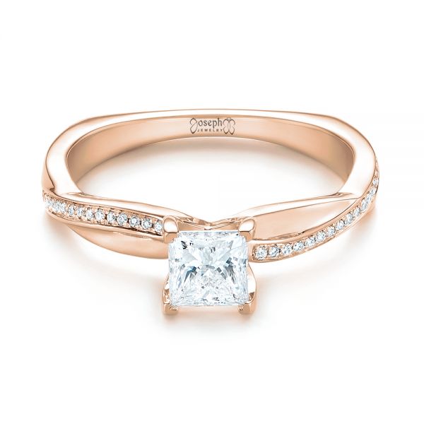 14k Rose Gold 14k Rose Gold Custom Diamond Engagement Ring - Flat View -  103637