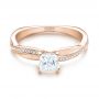 18k Rose Gold 18k Rose Gold Custom Diamond Engagement Ring - Flat View -  103637 - Thumbnail