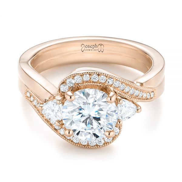14k Rose Gold 14k Rose Gold Custom Diamond Engagement Ring - Flat View -  104262