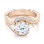 18k Rose Gold 18k Rose Gold Custom Diamond Engagement Ring - Flat View -  104262 - Thumbnail