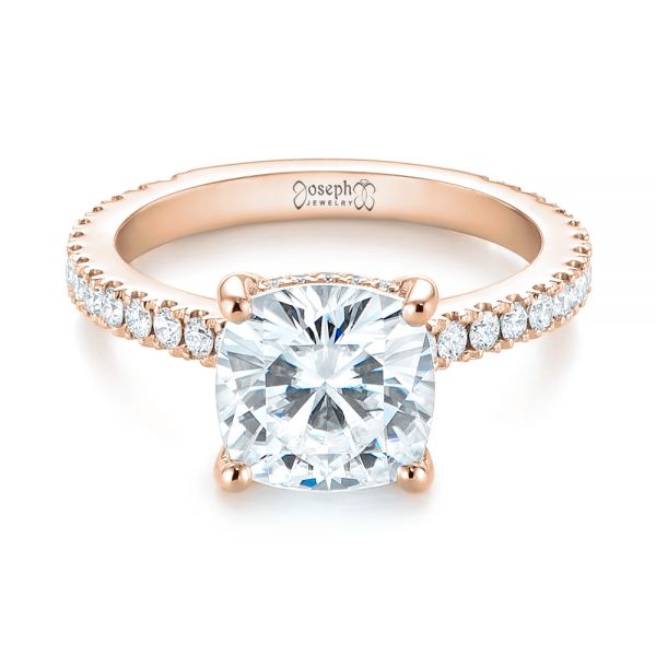 18k Rose Gold 18k Rose Gold Custom Diamond Engagement Ring - Flat View -  104401