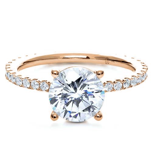 14k Rose Gold 14k Rose Gold Custom Diamond Engagement Ring - Flat View -  1104