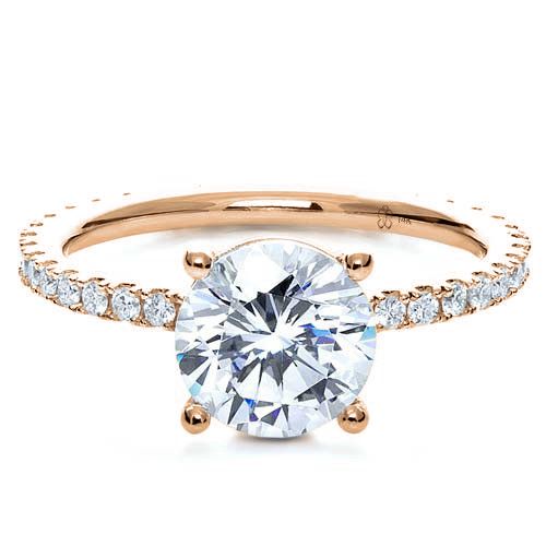 14k Rose Gold 14k Rose Gold Custom Diamond Engagement Ring - Flat View - 1104