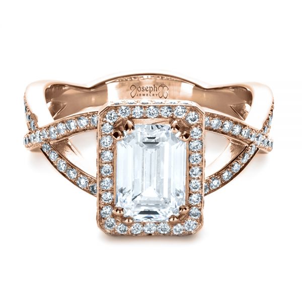 14k Rose Gold 14k Rose Gold Custom Diamond Engagement Ring - Flat View - 1159