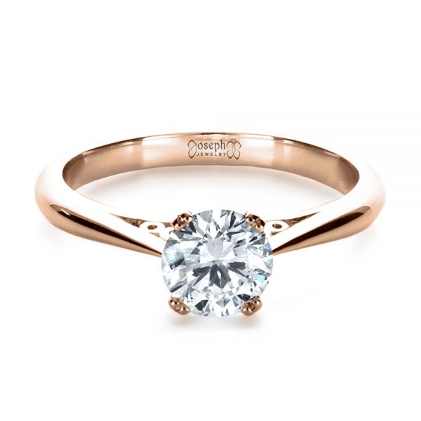 14k Rose Gold 14k Rose Gold Custom Diamond Engagement Ring - Flat View -  1162