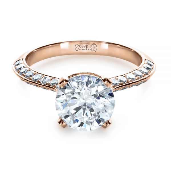 14k Rose Gold 14k Rose Gold Custom Diamond Engagement Ring - Flat View -  1164