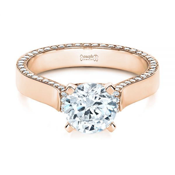 18k Rose Gold 18k Rose Gold Custom Diamond Engagement Ring - Flat View -  1259