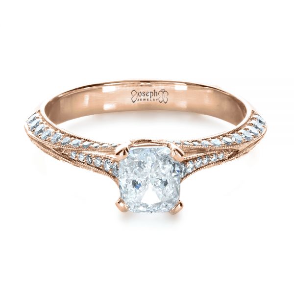 14k Rose Gold 14k Rose Gold Custom Diamond Engagement Ring - Flat View -  1268