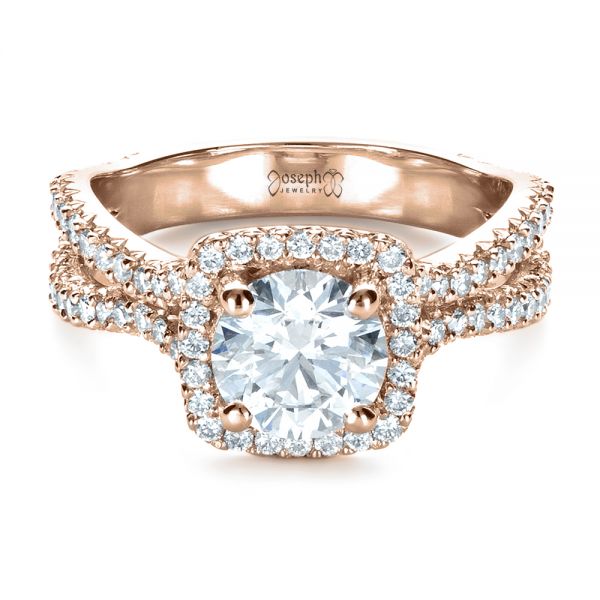 14k Rose Gold 14k Rose Gold Custom Diamond Engagement Ring - Flat View -  1407