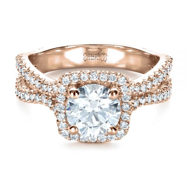 14k Rose Gold 14k Rose Gold Custom Diamond Engagement Ring - Flat View - 1407