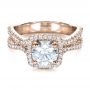 18k Rose Gold 18k Rose Gold Custom Diamond Engagement Ring - Flat View -  1407 - Thumbnail
