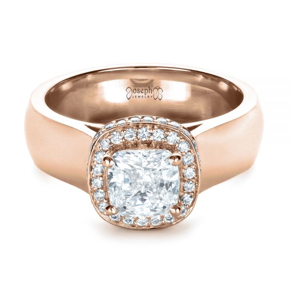 14k Rose Gold 14k Rose Gold Custom Diamond Engagement Ring - Flat View -  1408