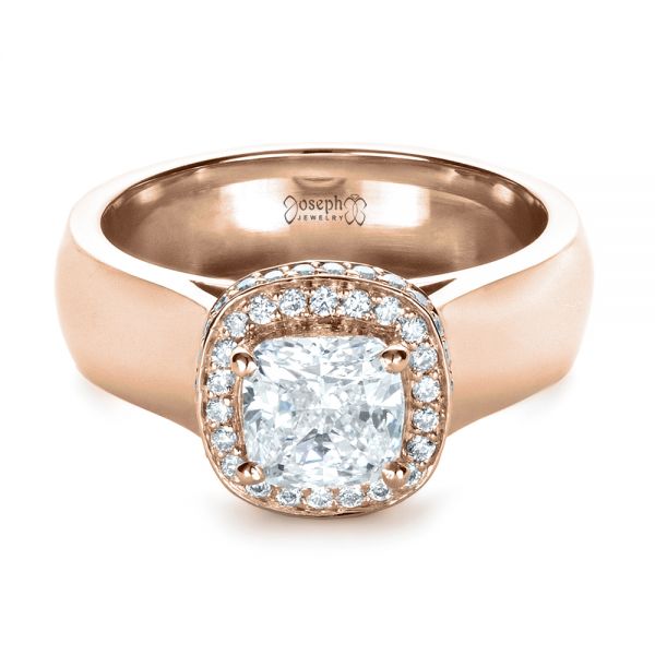 14k Rose Gold 14k Rose Gold Custom Diamond Engagement Ring - Flat View - 1408