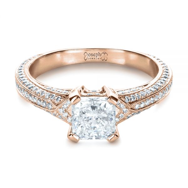 14k Rose Gold 14k Rose Gold Custom Diamond Engagement Ring - Flat View -  1410