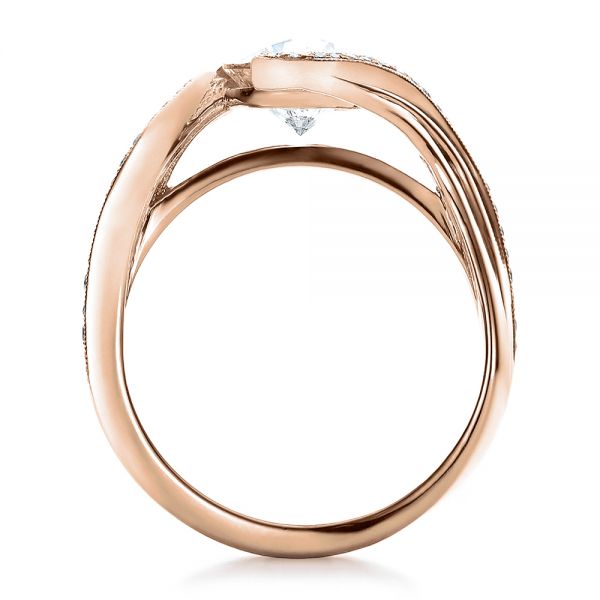 14k Rose Gold 14k Rose Gold Custom Diamond Engagement Ring - Front View -  100069