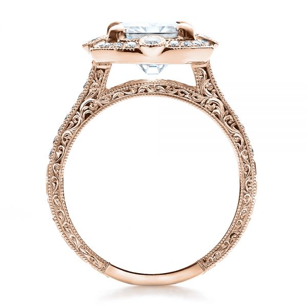 18k Rose Gold 18k Rose Gold Custom Diamond Engagement Ring - Front View -  100091