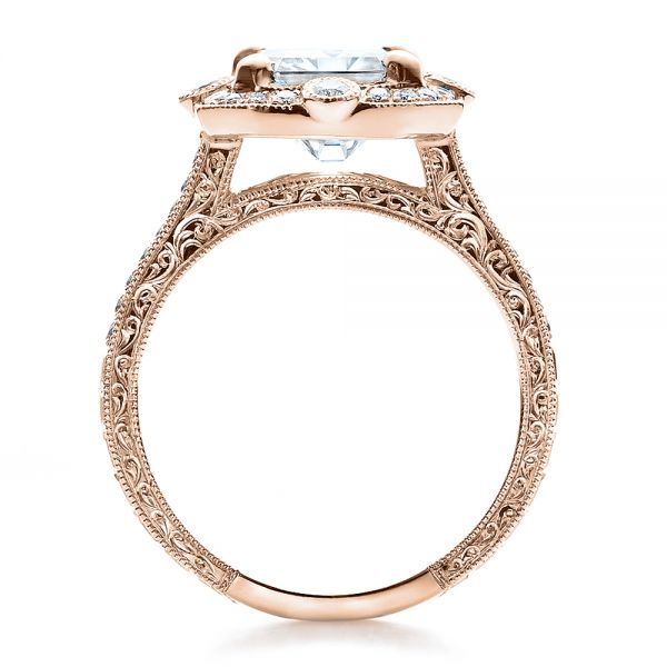 18k Rose Gold 18k Rose Gold Custom Diamond Engagement Ring - Front View - 100091