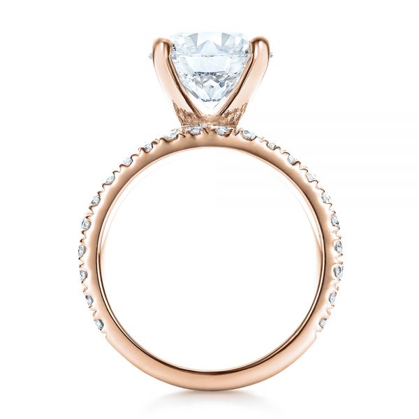 18k Rose Gold 18k Rose Gold Custom Diamond Engagement Ring - Front View -  100102