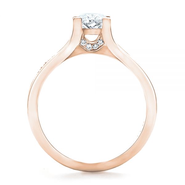 18k Rose Gold 18k Rose Gold Custom Diamond Engagement Ring - Front View -  100627