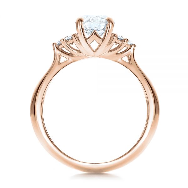 18k Rose Gold 18k Rose Gold Custom Diamond Engagement Ring - Front View -  100810