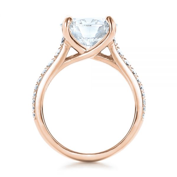 18k Rose Gold 18k Rose Gold Custom Diamond Engagement Ring - Front View -  100872