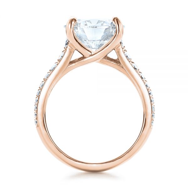 18k Rose Gold 18k Rose Gold Custom Diamond Engagement Ring - Front View - 100872