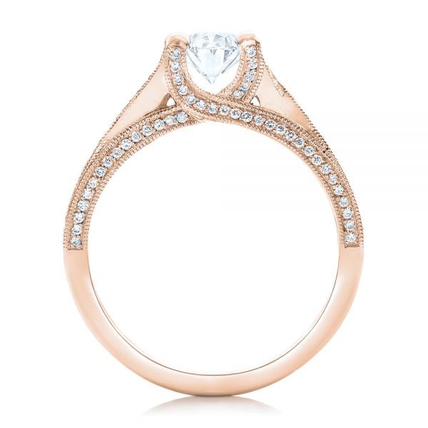 18k Rose Gold 18k Rose Gold Custom Diamond Engagement Ring - Front View -  102239