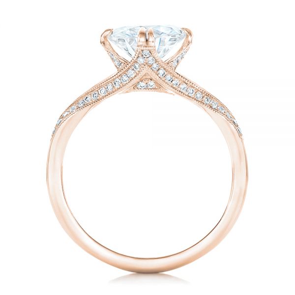 18k Rose Gold 18k Rose Gold Custom Diamond Engagement Ring - Front View -  102601