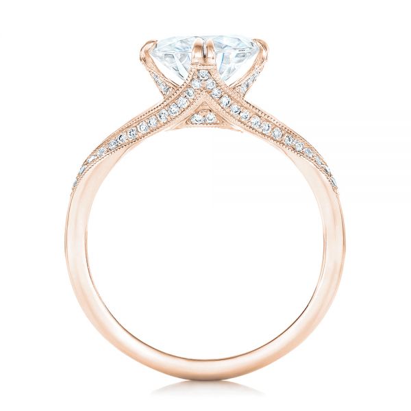 18k Rose Gold 18k Rose Gold Custom Diamond Engagement Ring - Front View - 102601