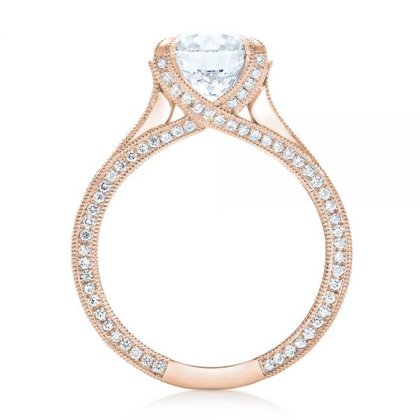 18k Rose Gold 18k Rose Gold Custom Diamond Engagement Ring - Front View -  103013