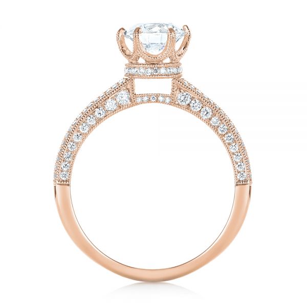 18k Rose Gold 18k Rose Gold Custom Diamond Engagement Ring - Front View -  103428
