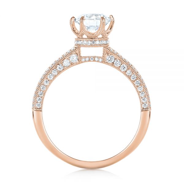 18k Rose Gold 18k Rose Gold Custom Diamond Engagement Ring - Front View - 103428