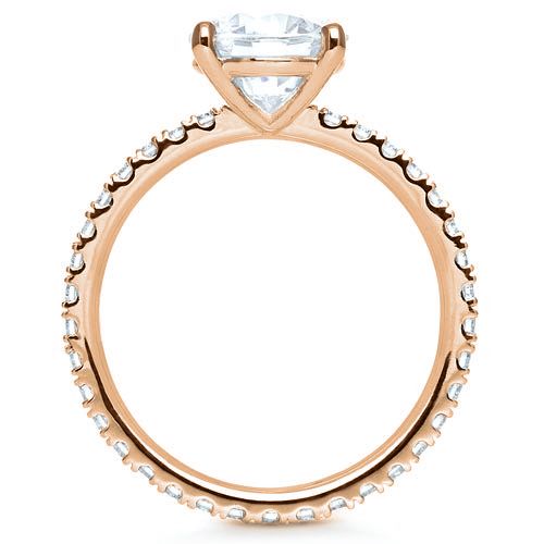 18k Rose Gold 18k Rose Gold Custom Diamond Engagement Ring - Front View -  1104