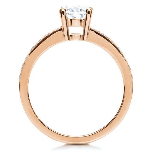 18k Rose Gold 18k Rose Gold Custom Diamond Engagement Ring - Front View -  1107