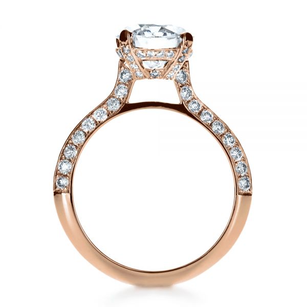 18k Rose Gold 18k Rose Gold Custom Diamond Engagement Ring - Front View -  1164
